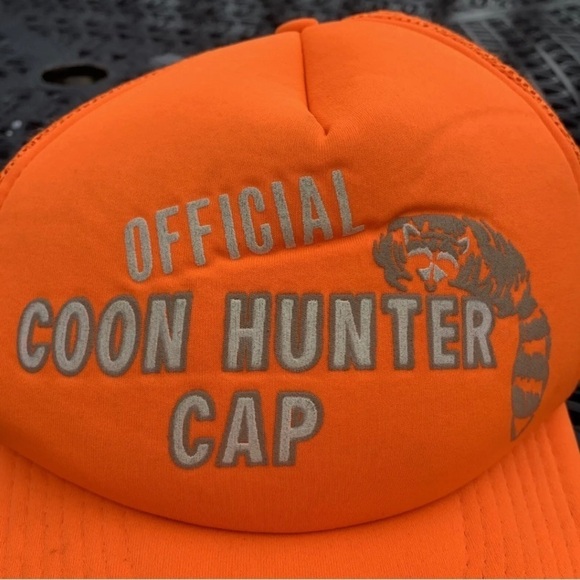 Vintage Coon Hunter Cap Neon Hunting Orange Official Hat SnapBack Trucker - Picture 3 of 7